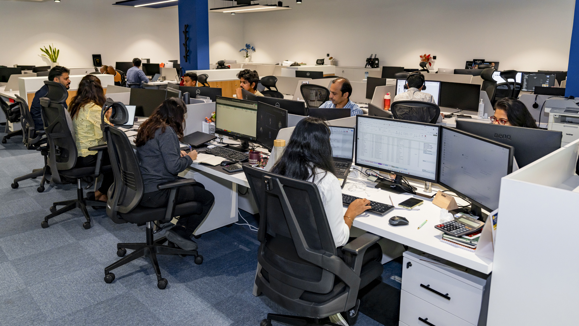 Team collaborating in a modern office