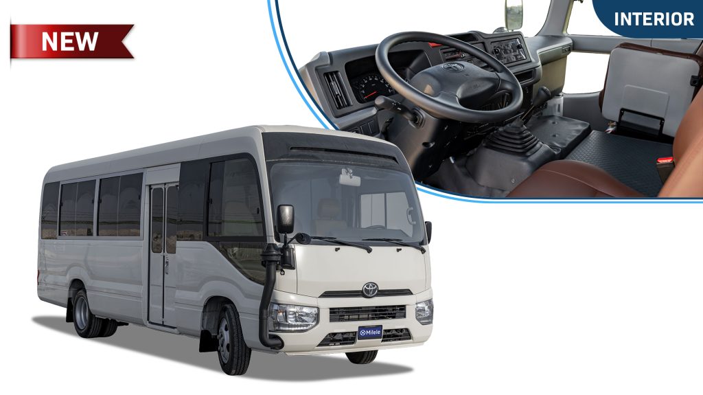 (LHD) TOYOTA COASTER REAR ENTERTAINMENT 4.2D MT RWD 30 SEATER – WHITE